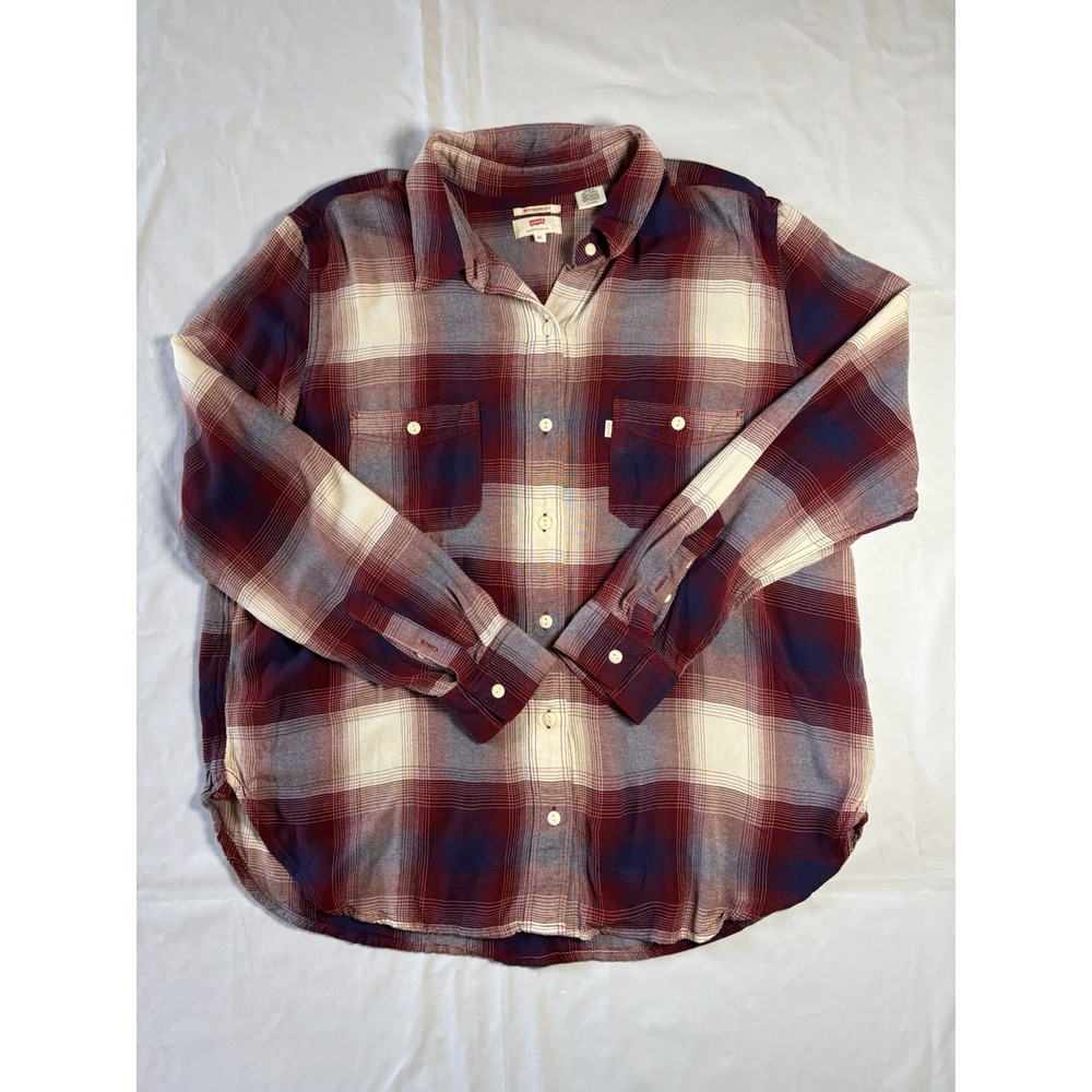 Levi's Red and Blue Plaid Button Down Shirt